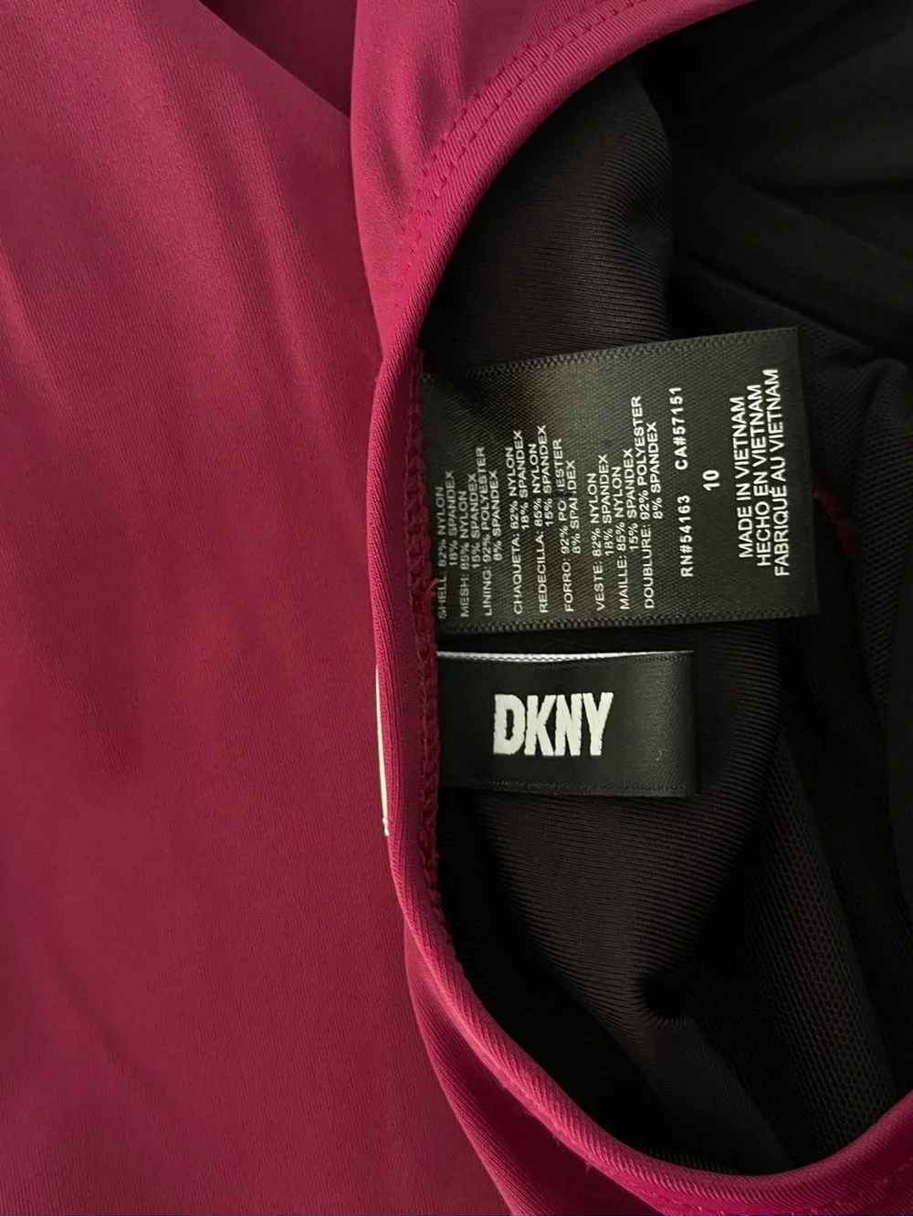 DKNY One Piece Swimsuit Ruffle V Neck Ruched Tummy Control Berry Size 10 - Picture 8 of 10